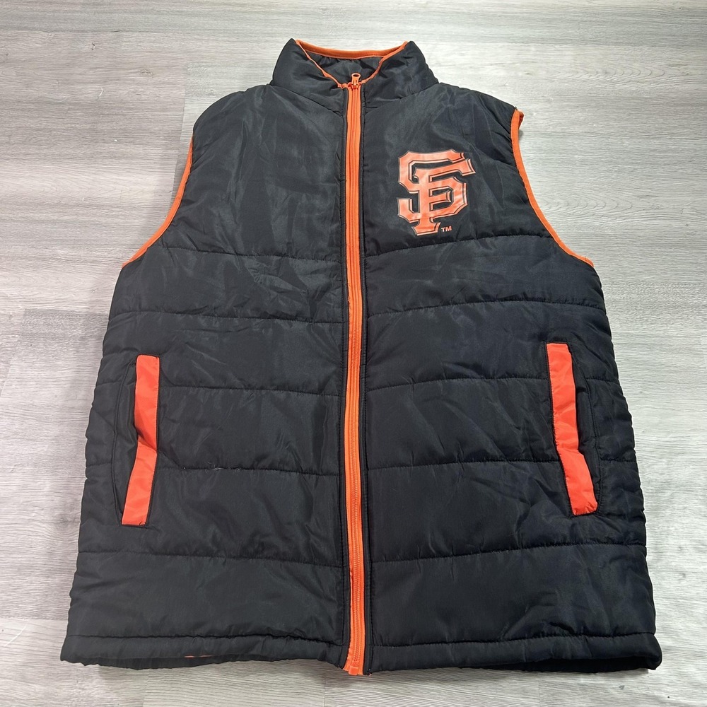San‎ Francisco Giants Puffer Jacket Mens Medium Black MLB Ghirardelli Vest SGA